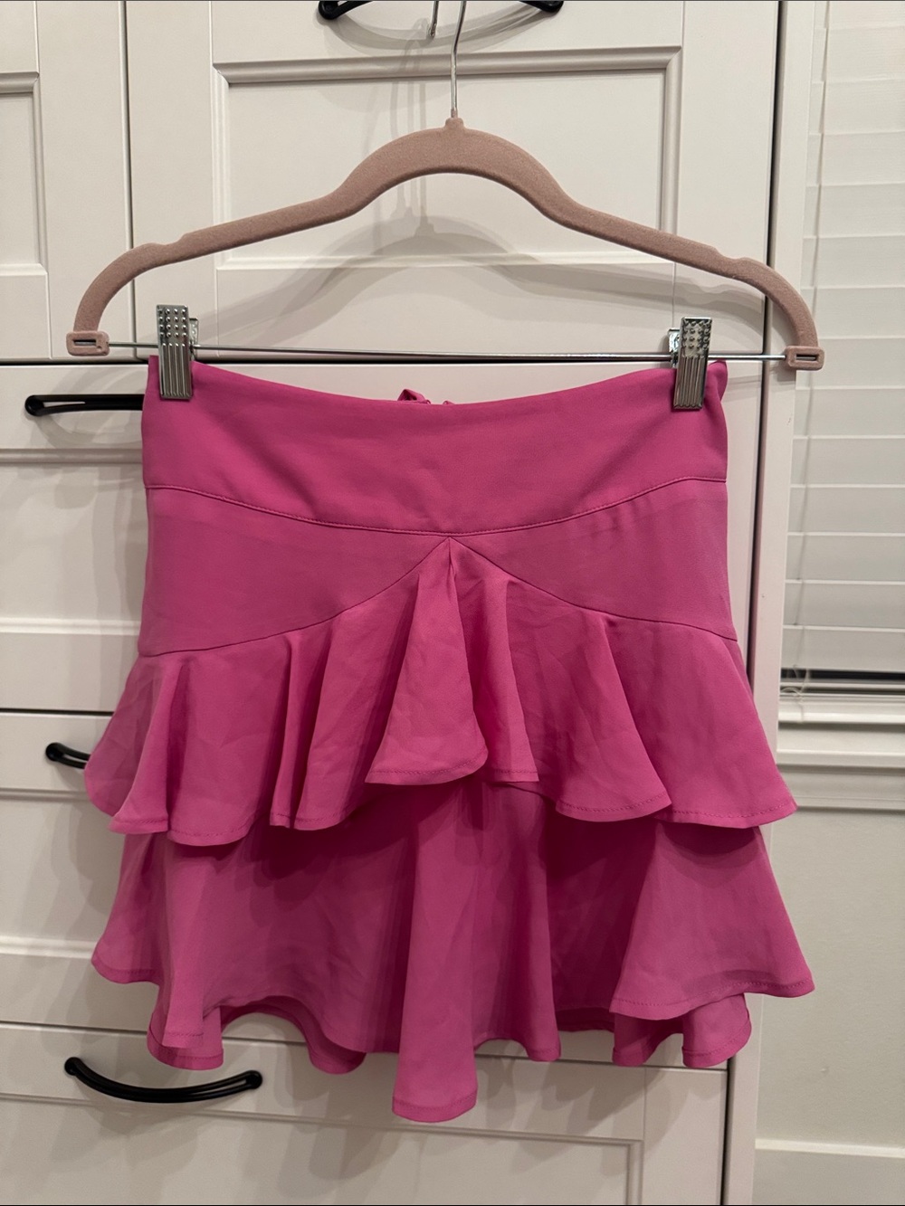 Express Hot Pink Tiered Ruffle Skater Skirt